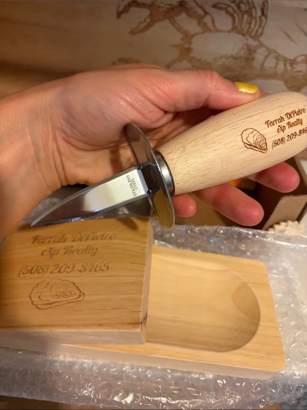 NEW Wood-Handled Oyster Knife in Natural Wood
